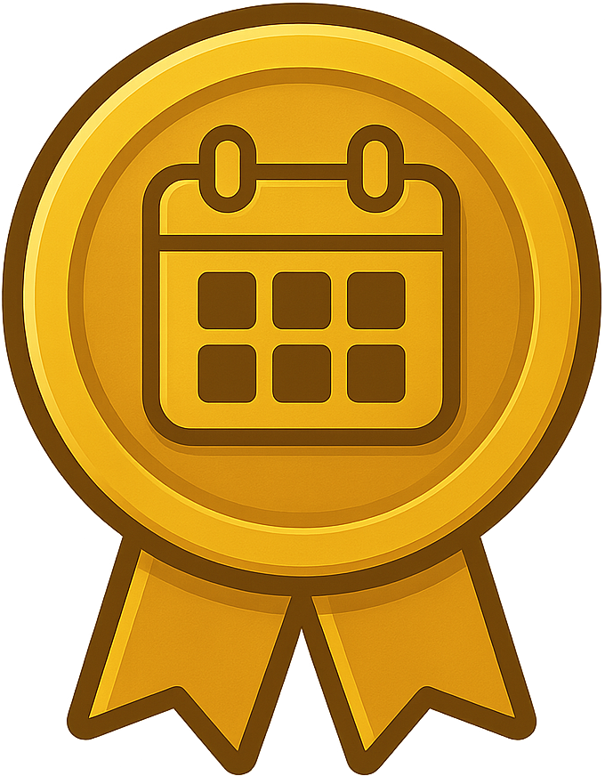 Loyal Subject achievement medal with a calendar emblem